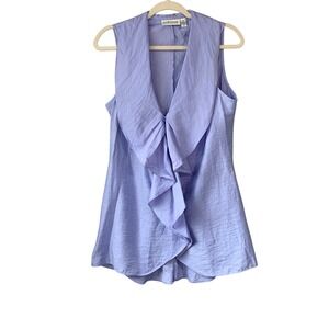 Farinaz Taghavi Ruffle Sleeveless Top Shawl Collar Made‎ in Canada Size 12